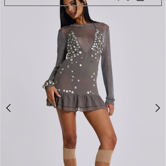 Jaded London Button Me Up Mini Dress in Grey - Picture 7 of 7